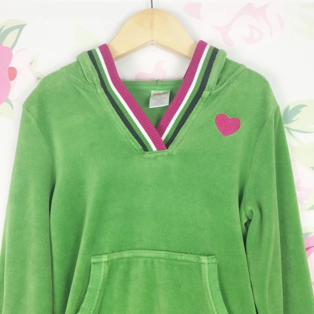 Gymboree Green Velour Hood Heart Tunic Dress 9